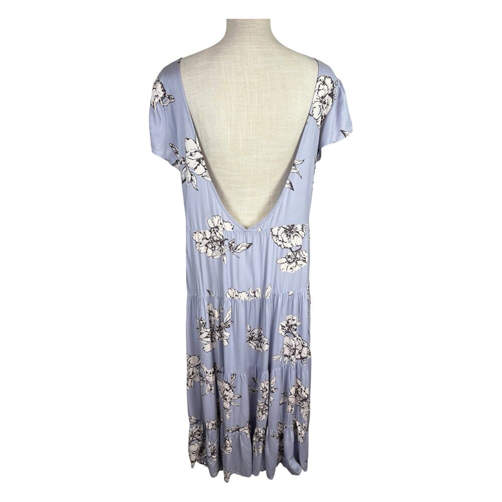 Free People Rita Tiered Midi Dress Women's Medium Light Blue Floral Cottage Boho - Picture 7 of 9